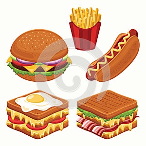 fast food collection. Vector illustration decorative design