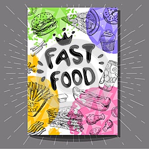 Fast food colorful modern banners set.