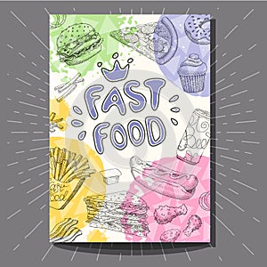 Fast food colorful modern banners set.