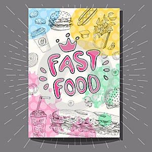 Fast food colorful modern banners set.