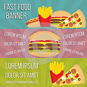 Fast food concept banners in flat style