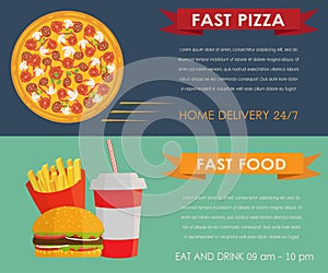 Fast food concept banners set