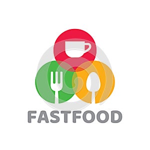 Fast Food - concept business logo template vector illustration. Cafe or restaurant creative sign. Circle shapes. Graphic design sy