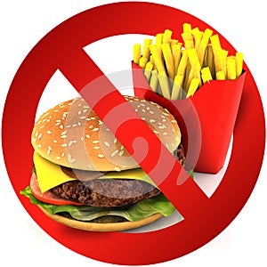 Fast food danger label. 3D illustration