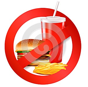 Fast food danger label. Vector