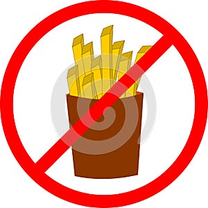 Fast food danger label. Vector illustration french fries