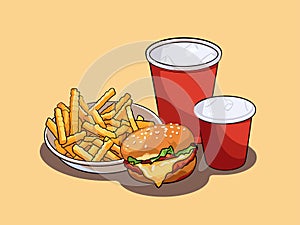 Fast Food Delight with Hamburgers and Fries