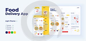 Fast food delivery app screen vector adaptive design template