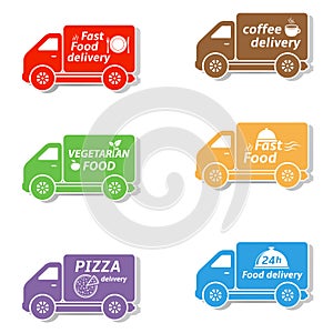 Fast food delivery car icons