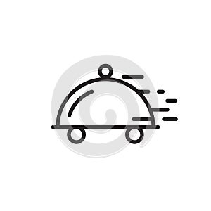 Fast food delivery cloche speed line symbol. Efficient food service delivery quick delivery takeaway icon. photo