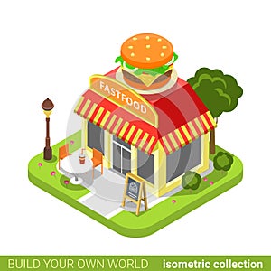 Fast food diner restaurant cafe shop burger shape