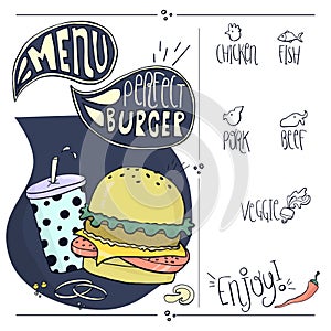 Fast Food Doodles Hand Drawn Sketchy Vector Symbols