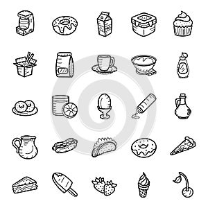 Fast Food and Drinks Hand Drawn Vectors Pack