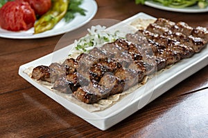 Fast food. Eastern food. Shish kebab, lyulya-kebab.