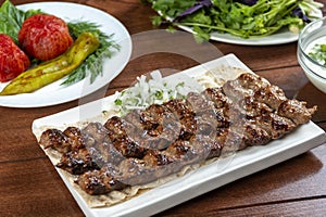 Fast food. Eastern food. Shish kebab, lyulya-kebab.