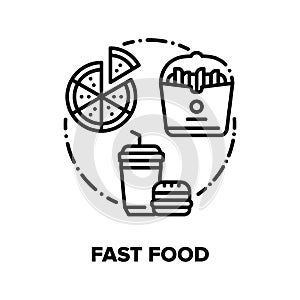 Fast Food Eat Vector Concept Black Illustrations