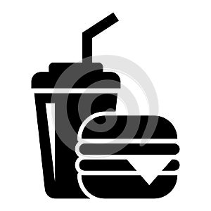 Fast food or food allowed icon. Hamburger and soft drink cup vector illustration