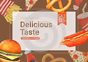 Fast food frame background template for menu design and poster