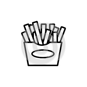 Fast Food French Fries Line Icon On White Background