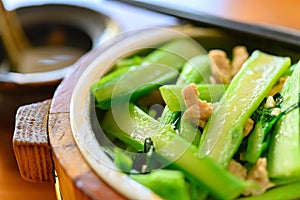 fast food fried pork with Chinese cabbage or choy sum with soup