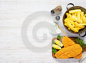 Fast Food with Fries and Baked Fish Copy Space