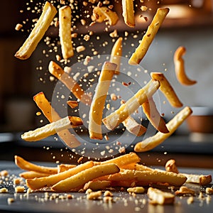 Fast Food Fries Falling in Slow Motion
