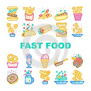 fast food hamburger restaurant icons set vector