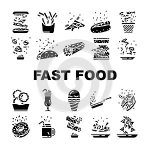 fast food hamburger restaurant icons set vector