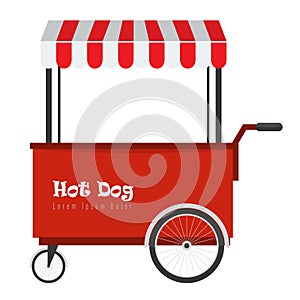 Fast food hot dog and street hotdog cart with awning