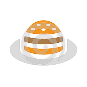 Fast food icon, Burger on plate, Isolated on white background - Vector