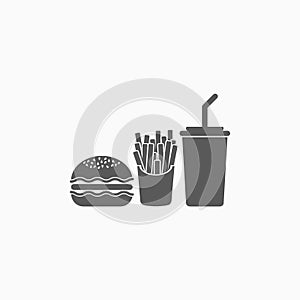 Fast food icon, food, beverage, burger, french fries