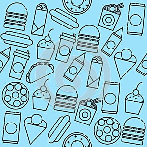 Fast food icon pattern