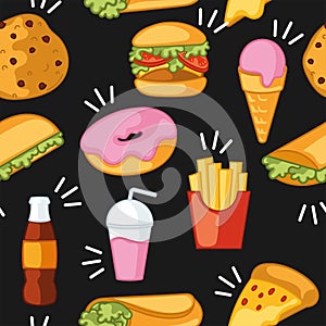 Fast food icon pattern Restaurant wallpaper Vector