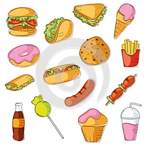 Fast food icon pattern Restaurant wallpaper Vector