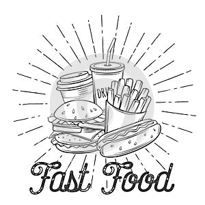 Fast food icon, retro style