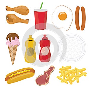 Fast food icon set