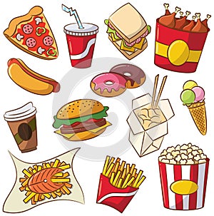 Fast food icon set