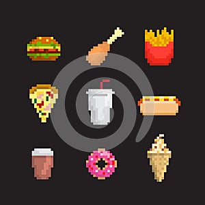 Fast food icon set