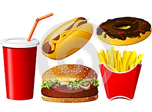 Fast food icon set