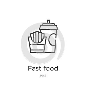 fast food icon vector from mall collection. Thin line fast food outline icon vector illustration. Outline, thin line fast food