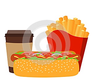 fast food icons pizza hamburger drink french fries coffee popcorn hot dog ice creamstock vector illustration