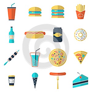 Fast food icons set