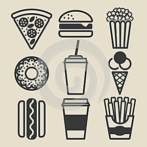 Fast food icons set