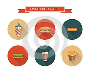 Fast food icons set