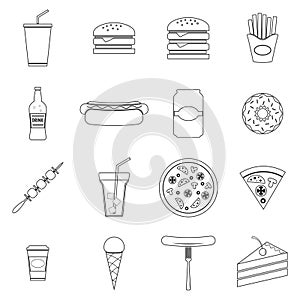 Fast food icons set