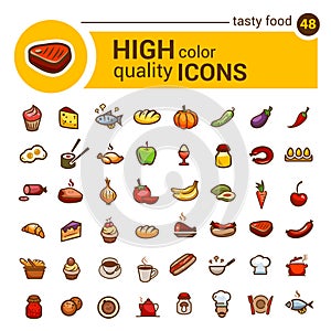 Fast food icons set