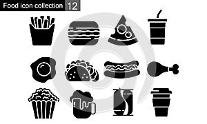 Fast food icons set in flat style vector image