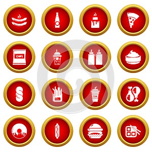 Fast food icons set, simple style