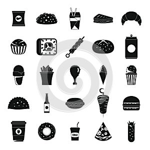 Fast food icons set, simple style