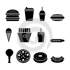 Fast food icons set. vector isolated